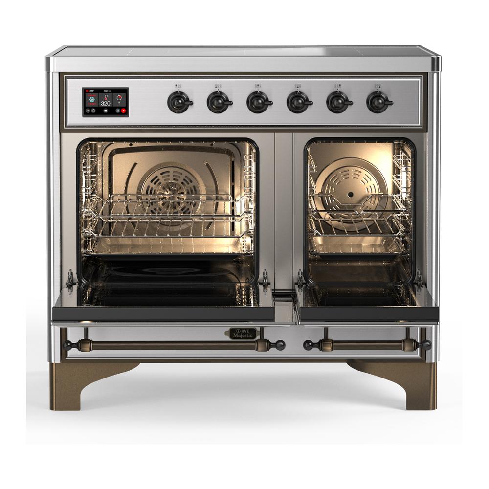 Ilve UMDIB40NR3SSB Ilve Umdib40Nr3Ssb Majestic Iii 40 Inch Induction Range With 6 Elements, 3.82 Cu. Ft. Total Oven Capacity (Triple Glass Door, Stainless Steel, Burnished)