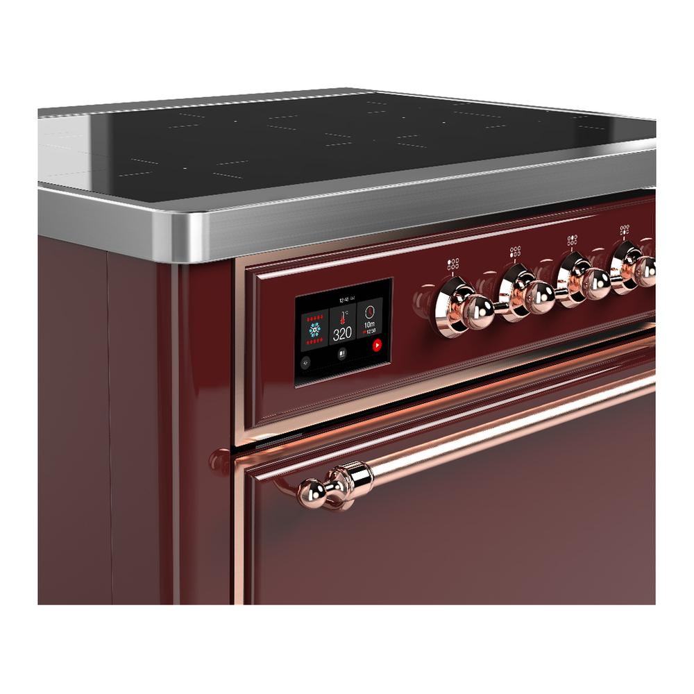 Ilve UMIB36QNR3BUP Ilve Umib36Qnr3Bup Majestic Iii 36 Inch Induction Range With 6 Elements, 3.5 Cu. Ft. Total Oven Capacity (Solid Door, Burgundy, Copper)