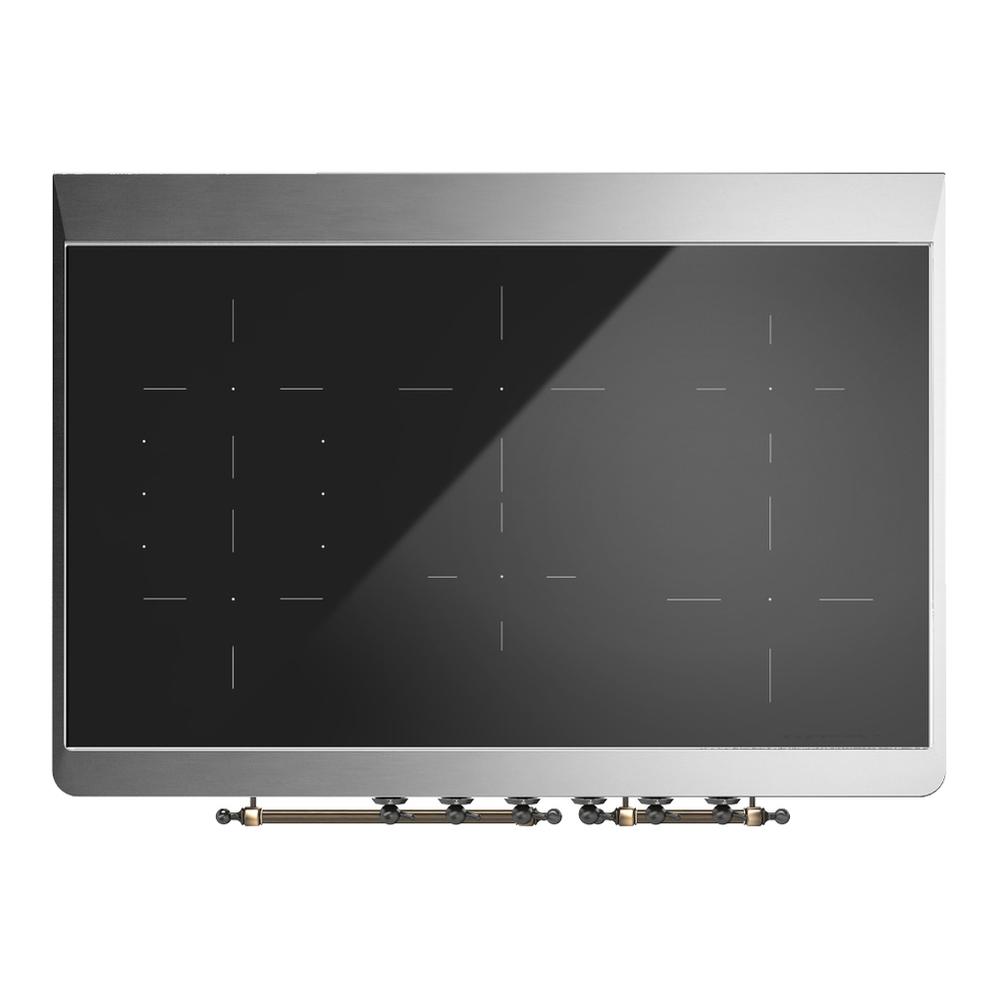 Ilve UMDIB40QNR3MGB Ilve Umdib40Qnr3Mgb Majestic Iii 40 Inch Induction Range With 6 Elements, 3.82 Cu. Ft. Total Oven Capacity (Solid Door, Graphite Matte, Burnished)