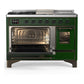 Ilve UM48FSNR3EGBLP Ilve Um48Fsnr3Egblp Majestic Iii 48 Inch Dual Fuel Range With 5 Black Brass Burners, Griddle And French Top, Dual Function Burner Up To 25,000 Btu (Liquid Propane, Triple Glass Door, Emerald Green, Burnished)