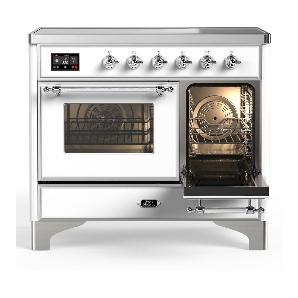 Ilve UMDIB40NR3WHC Ilve Umdib40Nr3Whc Majestic Iii 40 Inch Induction Range With 6 Elements, 3.82 Cu. Ft. Total Oven Capacity (Triple Glass Door, White, Chrome)
