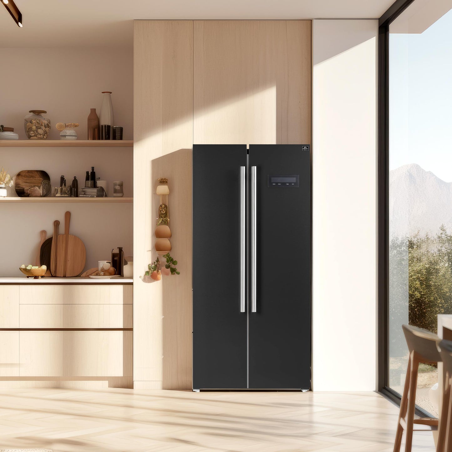 Forno FFRBI180533BLK Forno Salerno Espresso 33-Inch Black Side-By-Side Refrigerator, 15.6 Cu. Ft., Energy-Efficient, No Frost, Modern Design
