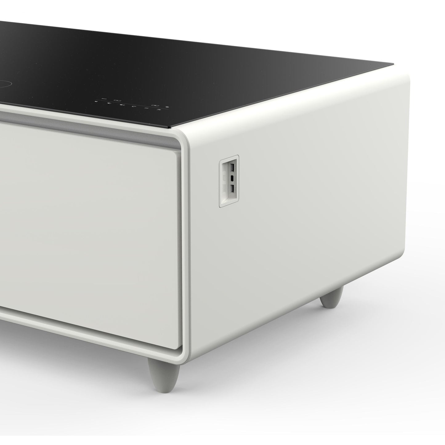 Forno FCTFR700651WHT Forno Evoluto Tavolo 51-Inch White Smart Coffee Table - Dual Refrigerator Drawers, Bluetooth 5.0 Audio, Wireless Charging & Rgb Ambient Light