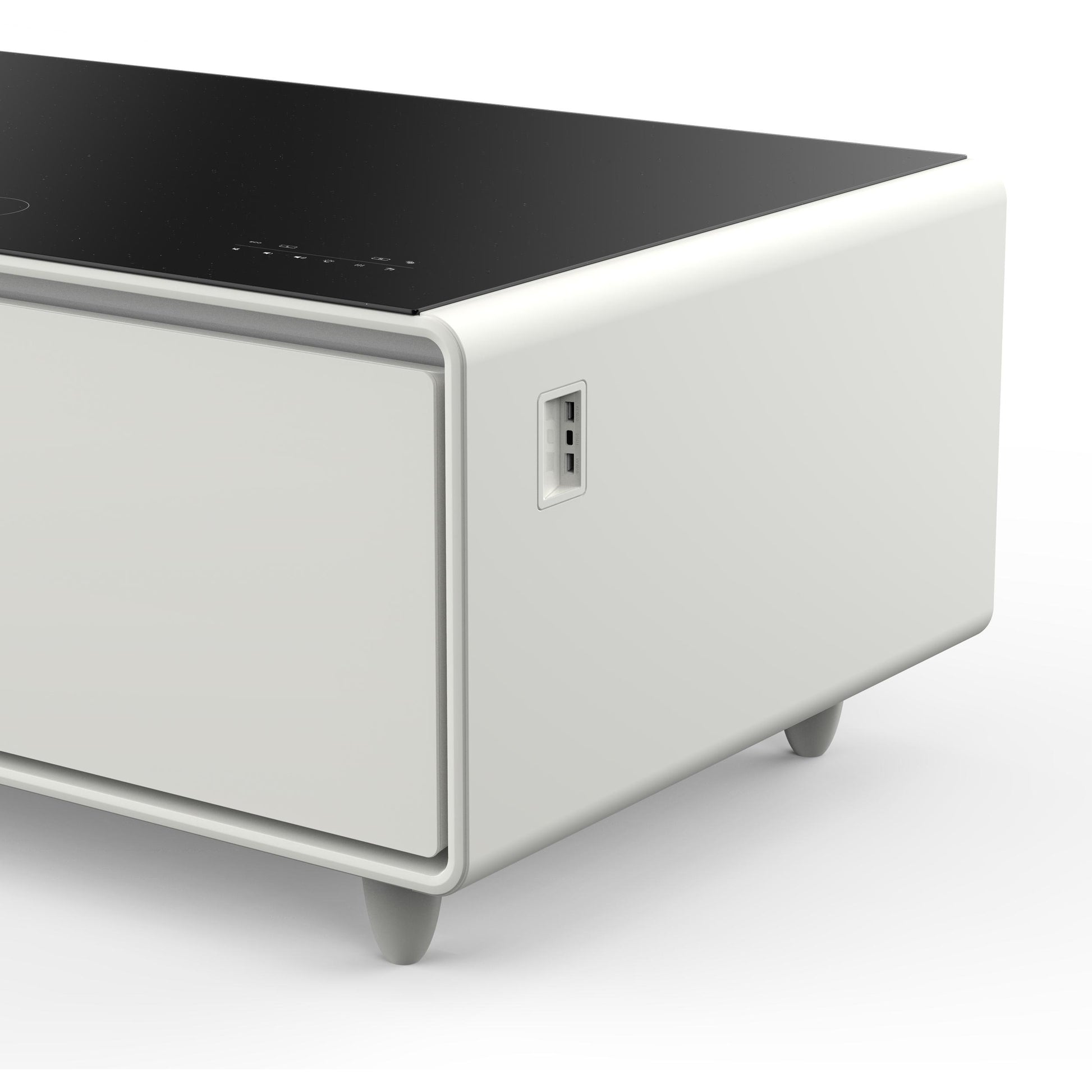 Forno FCTFR700651WHT Forno Evoluto Tavolo 51-Inch White Smart Coffee Table - Dual Refrigerator Drawers, Bluetooth 5.0 Audio, Wireless Charging & Rgb Ambient Light