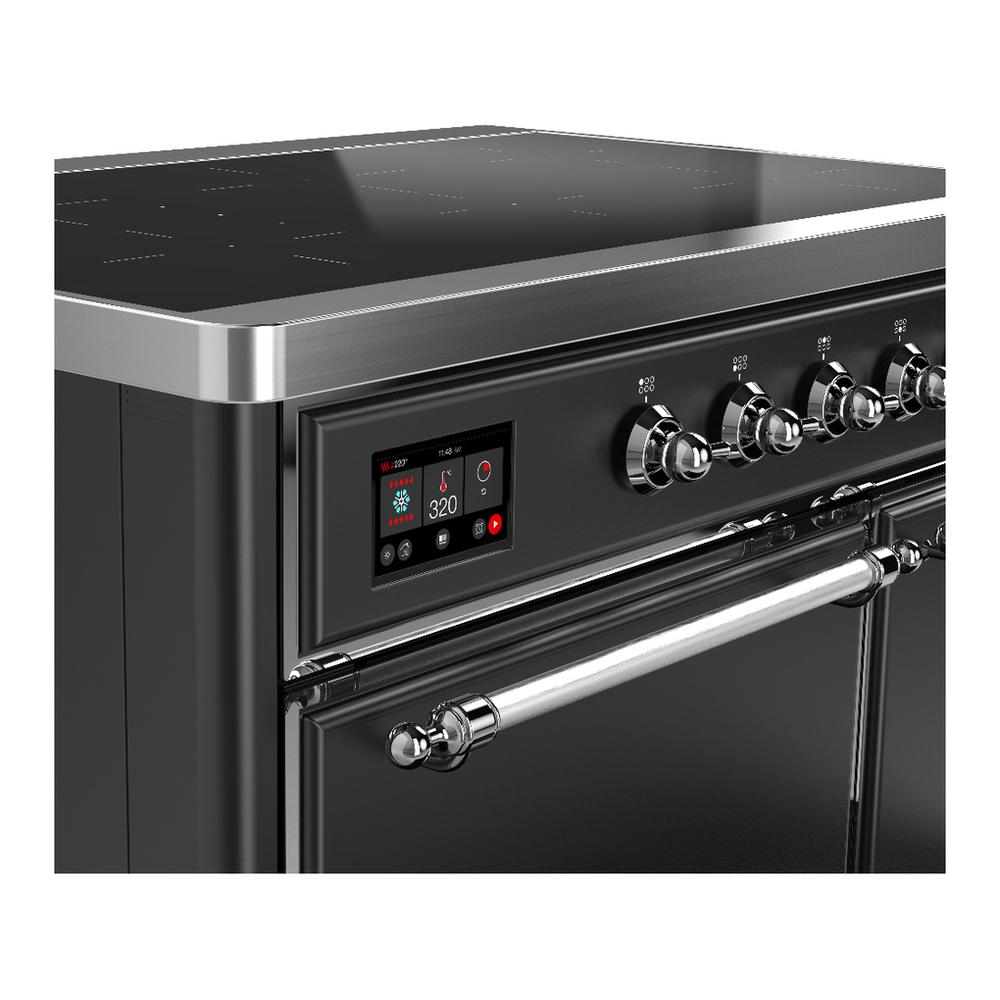 Ilve UMDIB40QNR3MGC Ilve Umdib40Qnr3Mgc Majestic Iii 40 Inch Induction Range With 6 Elements, 3.82 Cu. Ft. Total Oven Capacity (Solid Door, Graphite Matte, Chrome)
