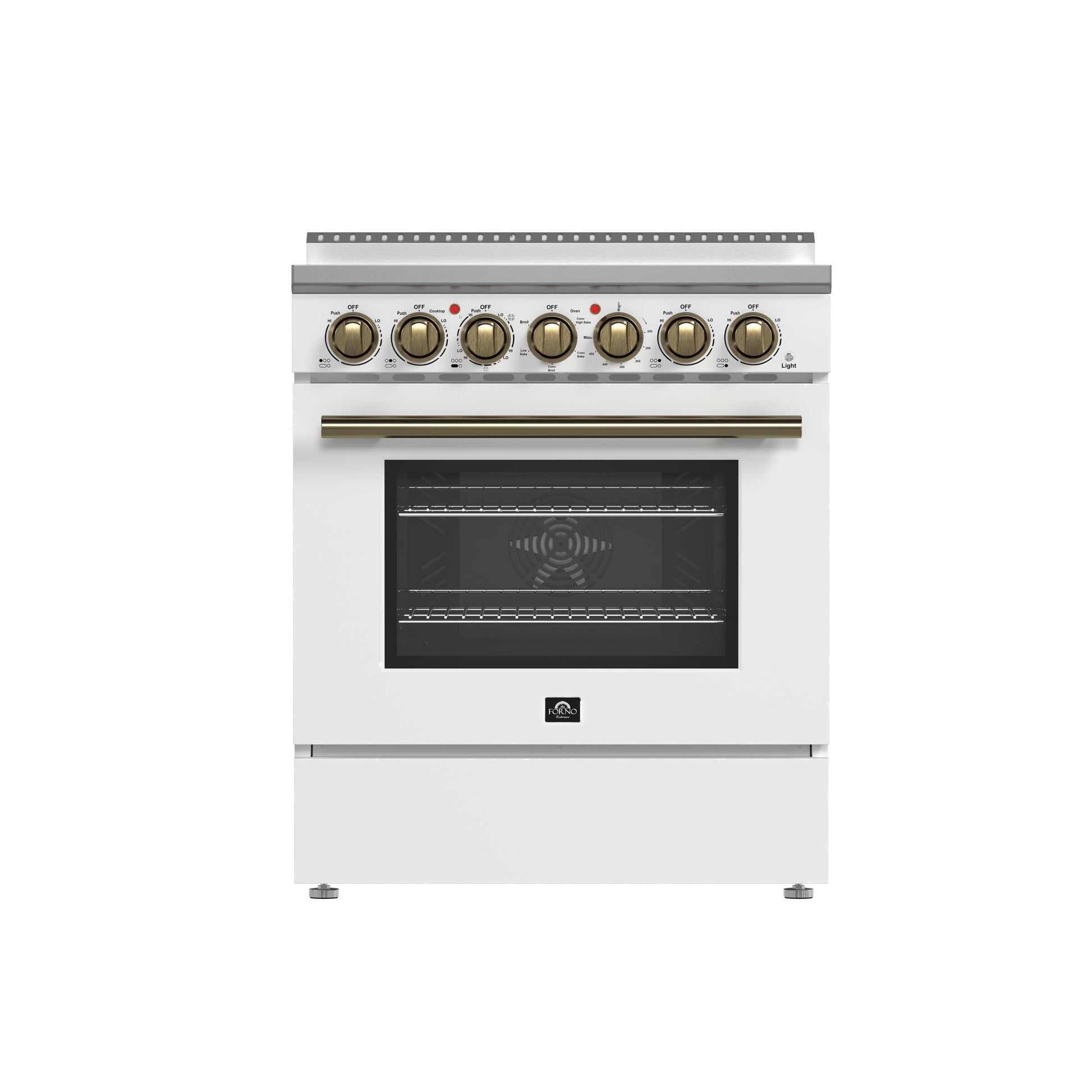 Forno FFSEL601130WHT Forno Paolo 30-Inch Freestanding Electric Range, White, 4.38 Cu.Ft, True Convection Oven, Energy Efficient