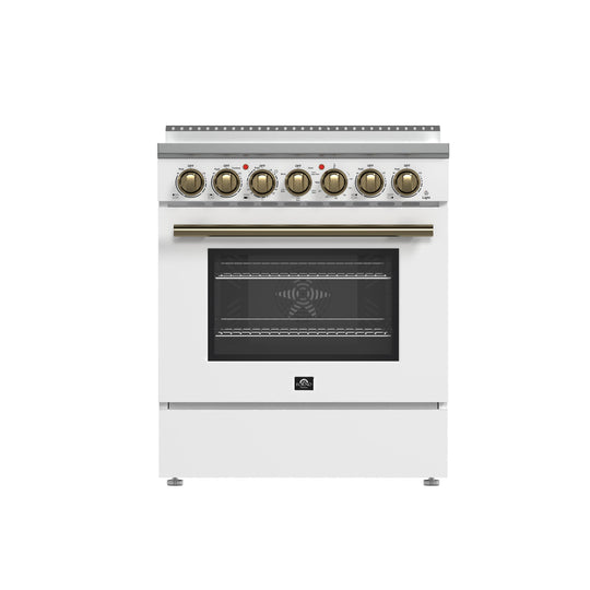 Forno FFSEL601130WHT Forno Paolo 30-Inch Freestanding Electric Range, White, 4.38 Cu.Ft, True Convection Oven, Energy Efficient