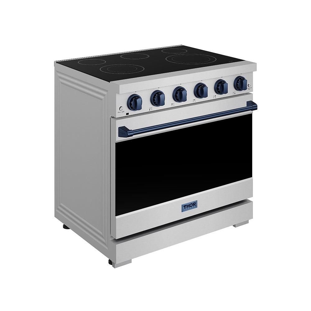 Thor Kitchen RSE36PBLU 36 Inch Professional Electric Range In Stainless Steel/Blue Gordon Ramsay Series