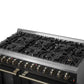 Forno FFSGS615648BLK Galiano 48-Inch Dual Fuel Range Black & Antique Brass Design With 8 Sealed Burners 107,000 Btu, 6.58 Cu. Ft. Double Ovens & Griddle