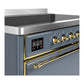 Ilve UMIB48QNR3BGG Ilve Umib48Qnr3Bgg Majestic Iii 48 Inch Induction Range With 6 Elements, 5.02 Cu. Ft. Total Oven Capacity (Solid Door, Blue Grey, Brass)