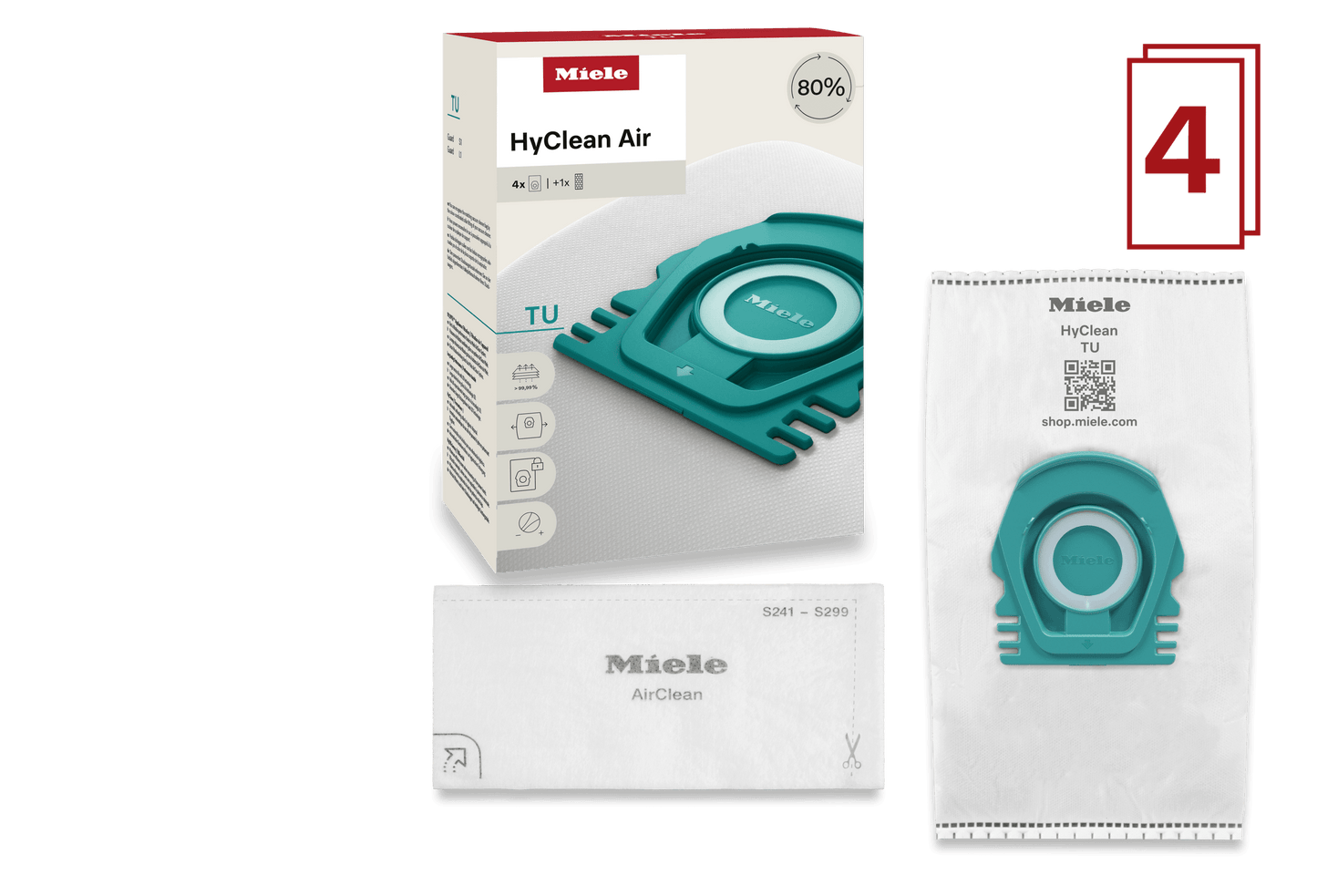 Miele TUHYCLEANAIR 4 Vacuum Bags - For Guard L1 And Guard S1.