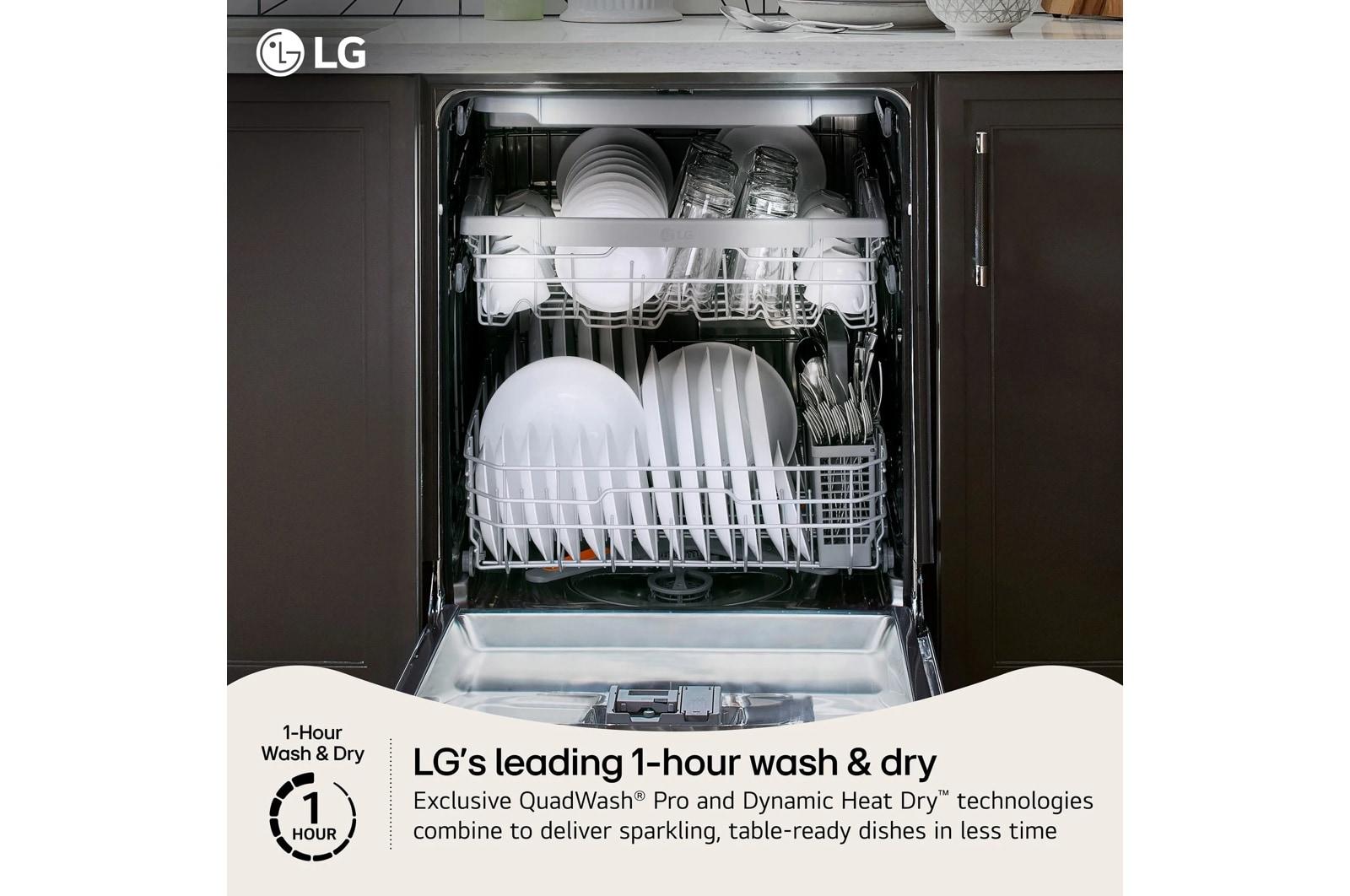 Lg LDNTH753D Smart Flushfit™ Top Control Dishwasher With 1-Hour Wash & Dry, Quadwash® Pro, Truesteam® And Dynamic Heat Dry™ W/Autovent Dry™