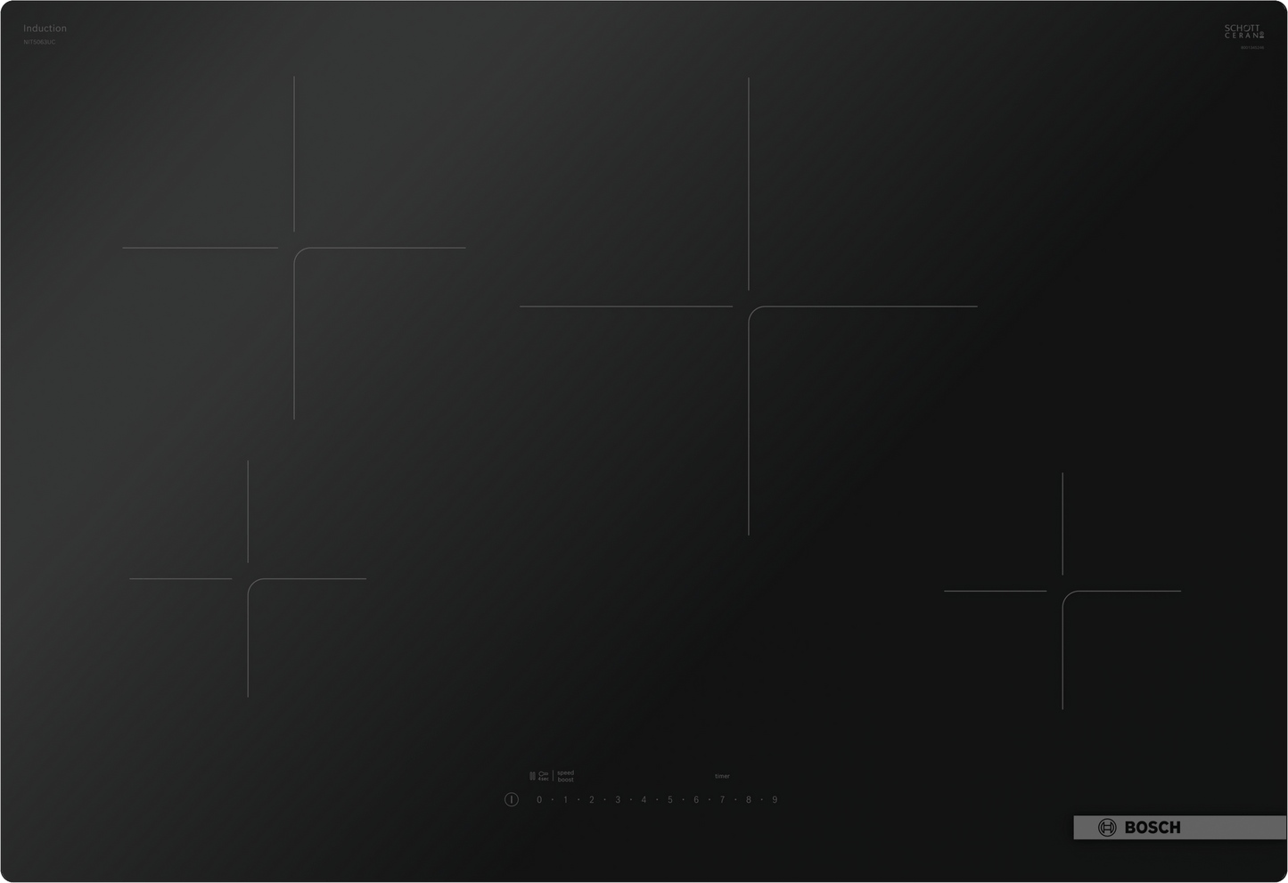 Bosch NIT5063UC 500 Series, Induction Hob, 30'', Surface Mount Without Frame