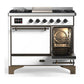Ilve UMD40FQNR3WHBLP Ilve Umd40Fqnr3Whblp Majestic Iii 40 Inch Dual Fuel Range With 6 Burners And Griddle, Dual Function Burner Up To 25,000 Btu (Liquid Propane, Solid Door, White, Burnished)