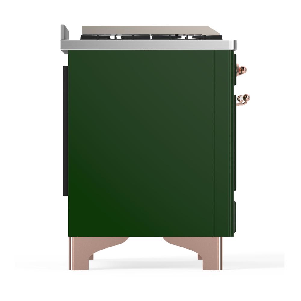 Ilve UM48FSNR3EGP Ilve Um48Fsnr3Egp Majestic Iii 48 Inch Dual Fuel Range With 5 Black Brass Burners, Griddle And French Top, Dual Function Burner Up To 25,000 Btu (Natural Gas, Triple Glass Door, Emerald Green, Copper)