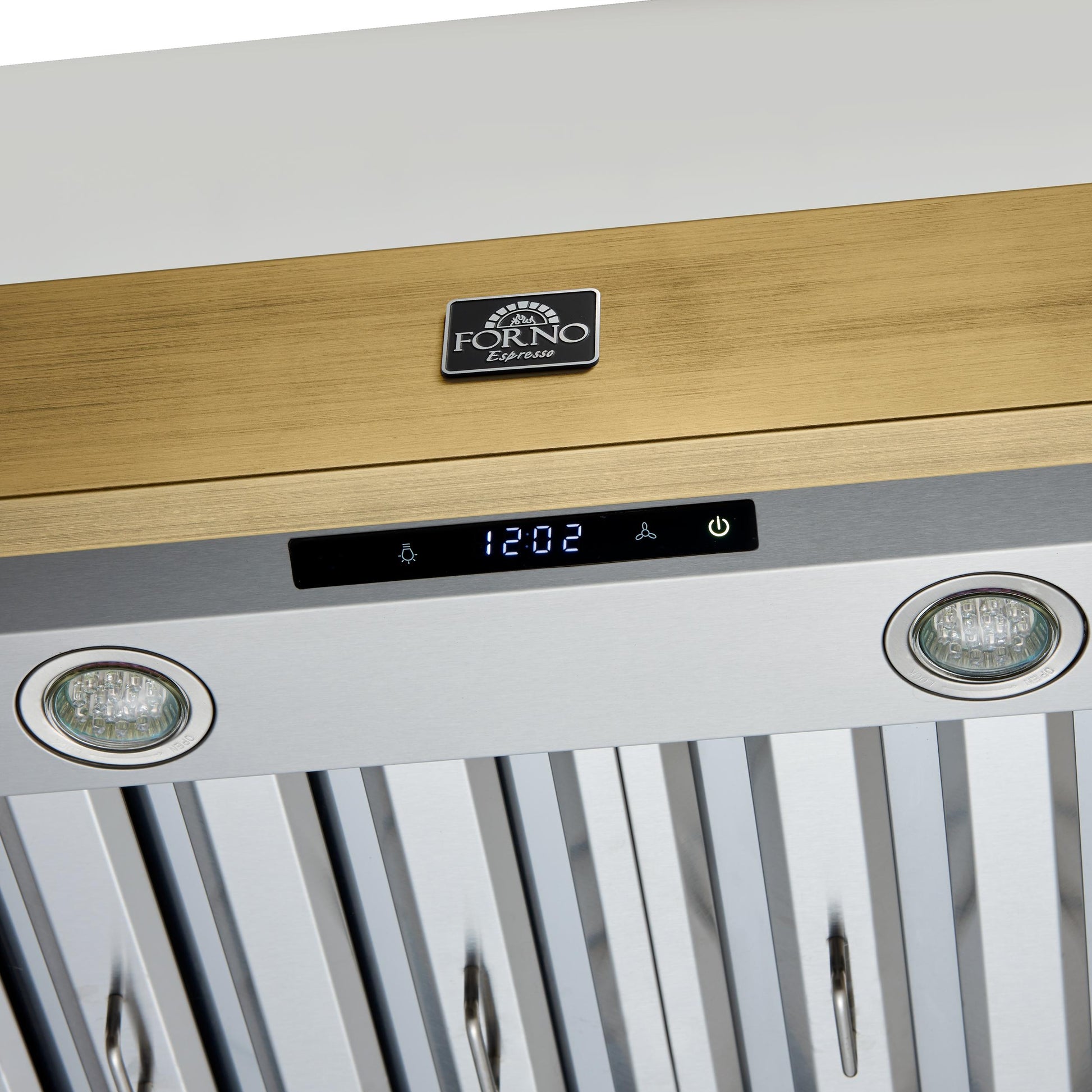 Forno FRHWM507848WHT Forno Vittorio 48-Inch Wall Mount Range Hood, White With Antique Brass Trim, 424 Cfm Airflow, Dishwasher-Safe Baffle Filters, Remote Control, 3-Speed Fan, Bright Led Lighting