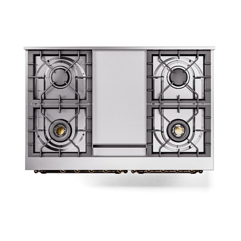Ilve UND40FNMPBKBLP Ilve Und40Fnmpbkblp Nostalgie Ii Noblesse 40" Dual Fuel Range (Liquid Propane, Triple Glass Door, Glossy Black, Burnished)