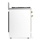 Ilve UM30NR3WHG Ilve Um30Nr3Whg Majestic Iii 30 Inch Dual Fuel Range With 5 Black Brass Burners, Dual Function Burner Up To 25,000 Btu (Natural Gas, Triple Glass Door, White, Brass)