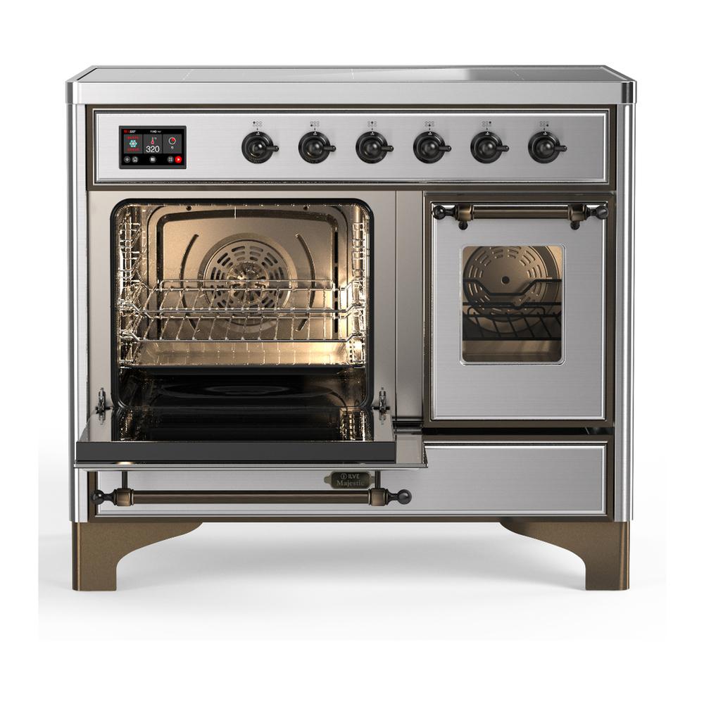 Ilve UMDIB40NR3SSB Ilve Umdib40Nr3Ssb Majestic Iii 40 Inch Induction Range With 6 Elements, 3.82 Cu. Ft. Total Oven Capacity (Triple Glass Door, Stainless Steel, Burnished)