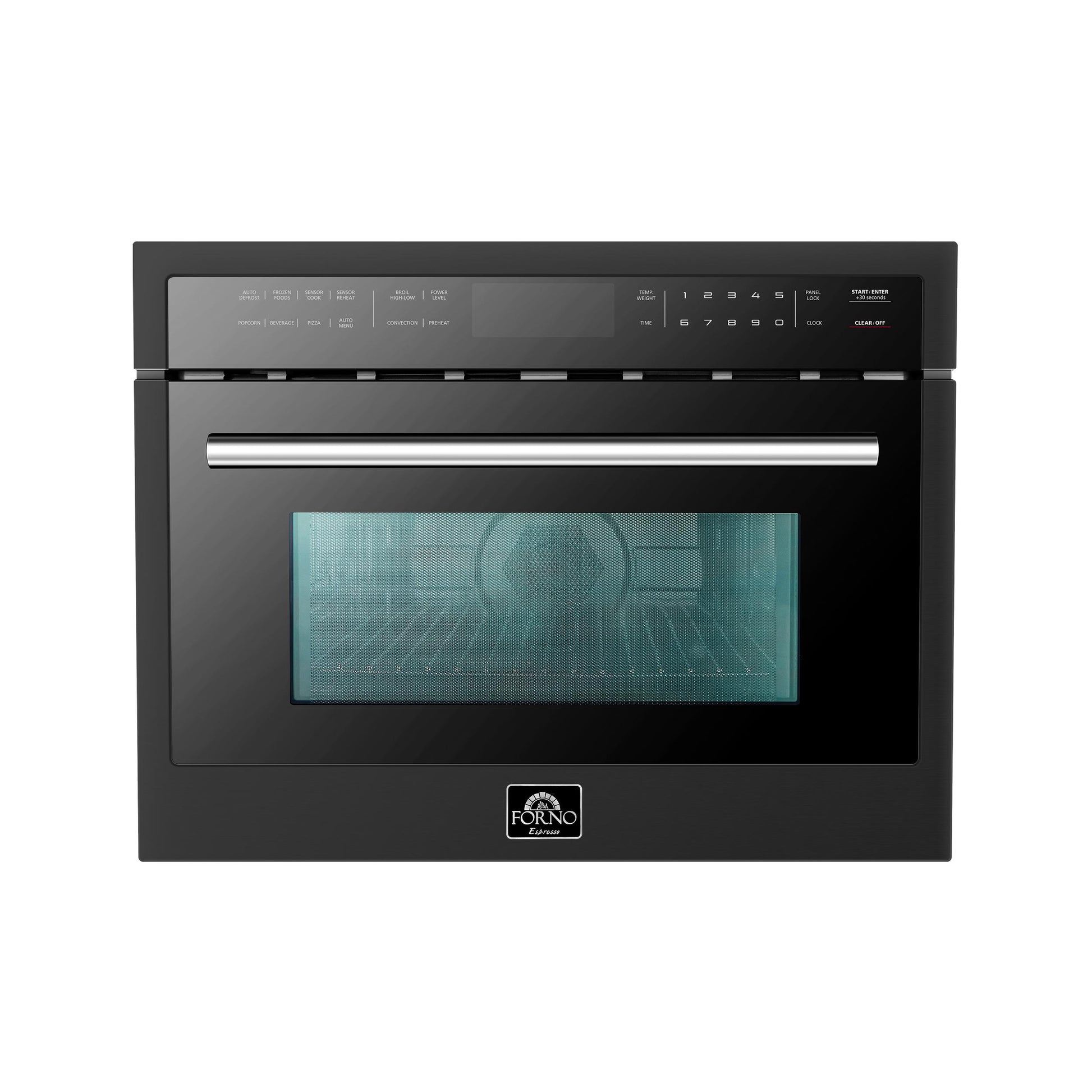 Forno FMWDR309324BLK Forno Oliena Espresso Black 24-Inch Built-In Microwave And Convection Oven Combo, 1.6 Cu.Ft, 1750W Convection, 1000W Microwave, Stainless Steel Interior, Glass Touch Controls, Sensor Cooking