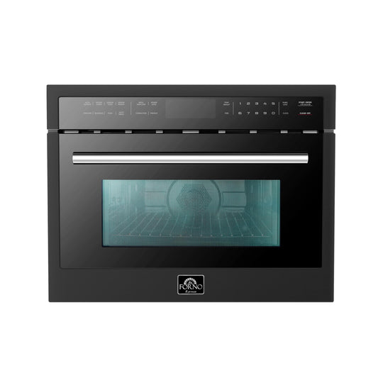 Forno FMWDR309324BLK Forno Oliena Espresso Black 24-Inch Built-In Microwave And Convection Oven Combo, 1.6 Cu.Ft, 1750W Convection, 1000W Microwave, Stainless Steel Interior, Glass Touch Controls, Sensor Cooking