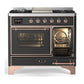 Ilve UMD40FNR3MGPLP Ilve Umd40Fnr3Mgplp Majestic Iii 40 Inch Dual Fuel Range With 6 Burners And Griddle, Dual Function Burner Up To 25,000 Btu (Liquid Propane, Triple Glass Door, Graphite Matte, Copper)