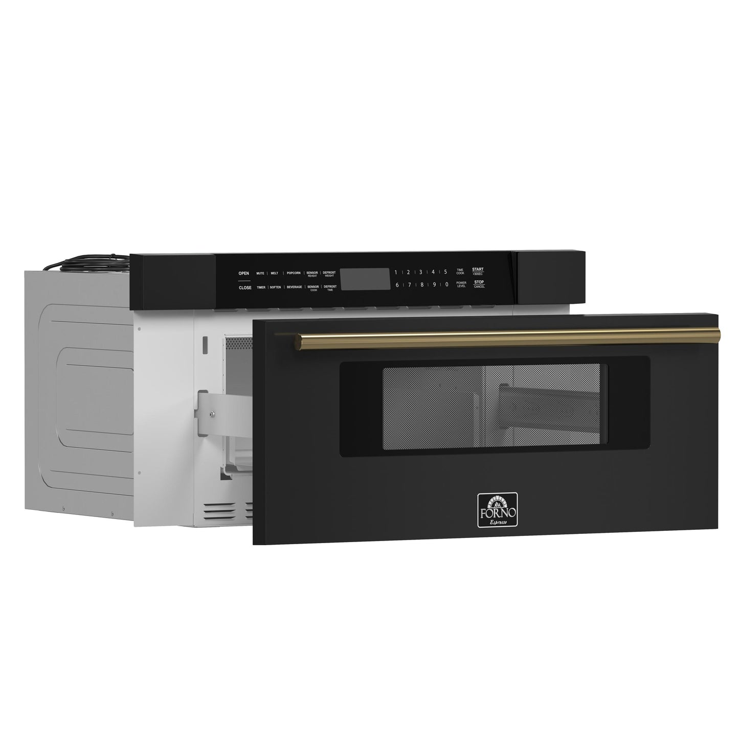 Forno FMWDR300030BLK Forno Capoliveri Espresso 30-Inch Microwave Drawer, Black, 1.2 Cu.Ft, 1500 Watts, Built-In, Touch Control Lcd Display, Auto-Touch Open/Close, 11 Power Levels, Sensor Cooking