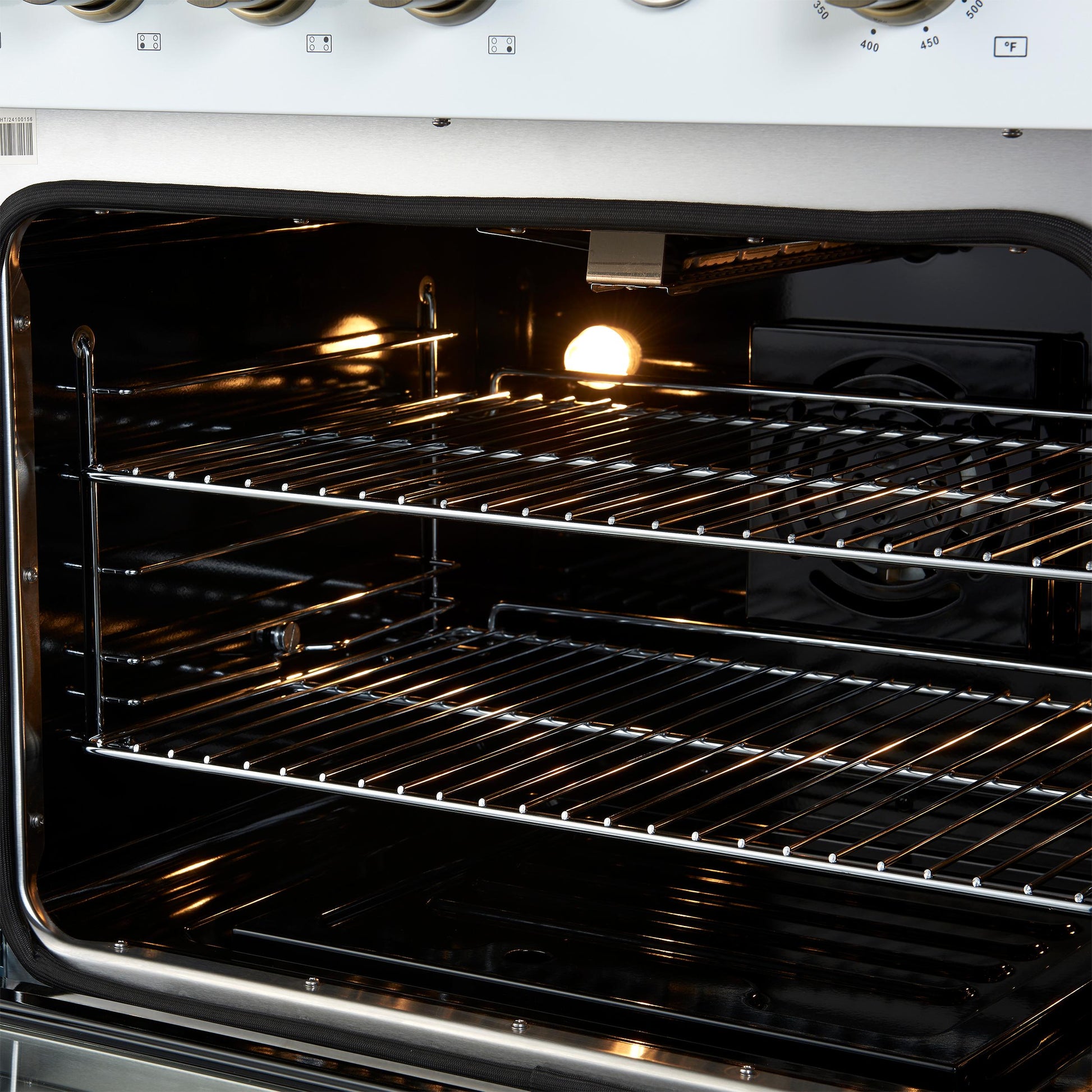 Forno FFSGS627730WHT Marco 30-Inch Gas Range White & Antique Brass Design, 4 Burners 37,000 Btu, 4.32 Cu.Ft. Convection Oven