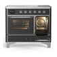 Ilve UMDIB40NR3MGC Ilve Umdib40Nr3Mgc Majestic Iii 40 Inch Induction Range With 6 Elements, 3.82 Cu. Ft. Total Oven Capacity (Triple Glass Door, Graphite Matte, Chrome)