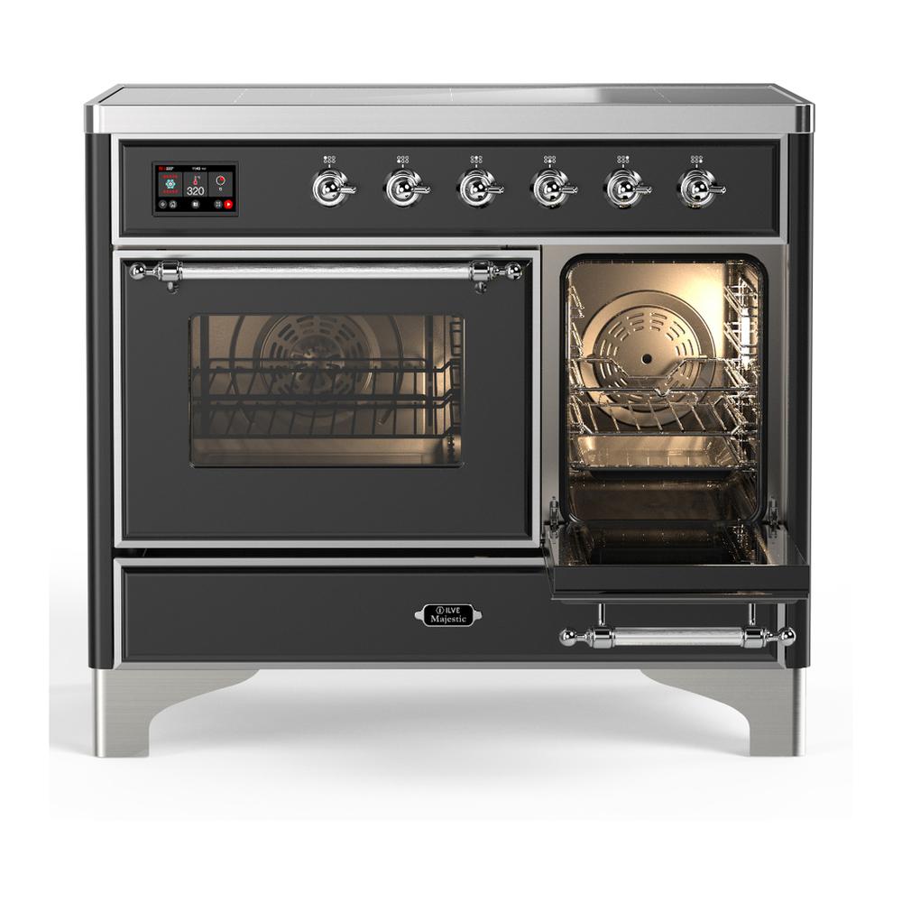 Ilve UMDIB40NR3MGC Ilve Umdib40Nr3Mgc Majestic Iii 40 Inch Induction Range With 6 Elements, 3.82 Cu. Ft. Total Oven Capacity (Triple Glass Door, Graphite Matte, Chrome)