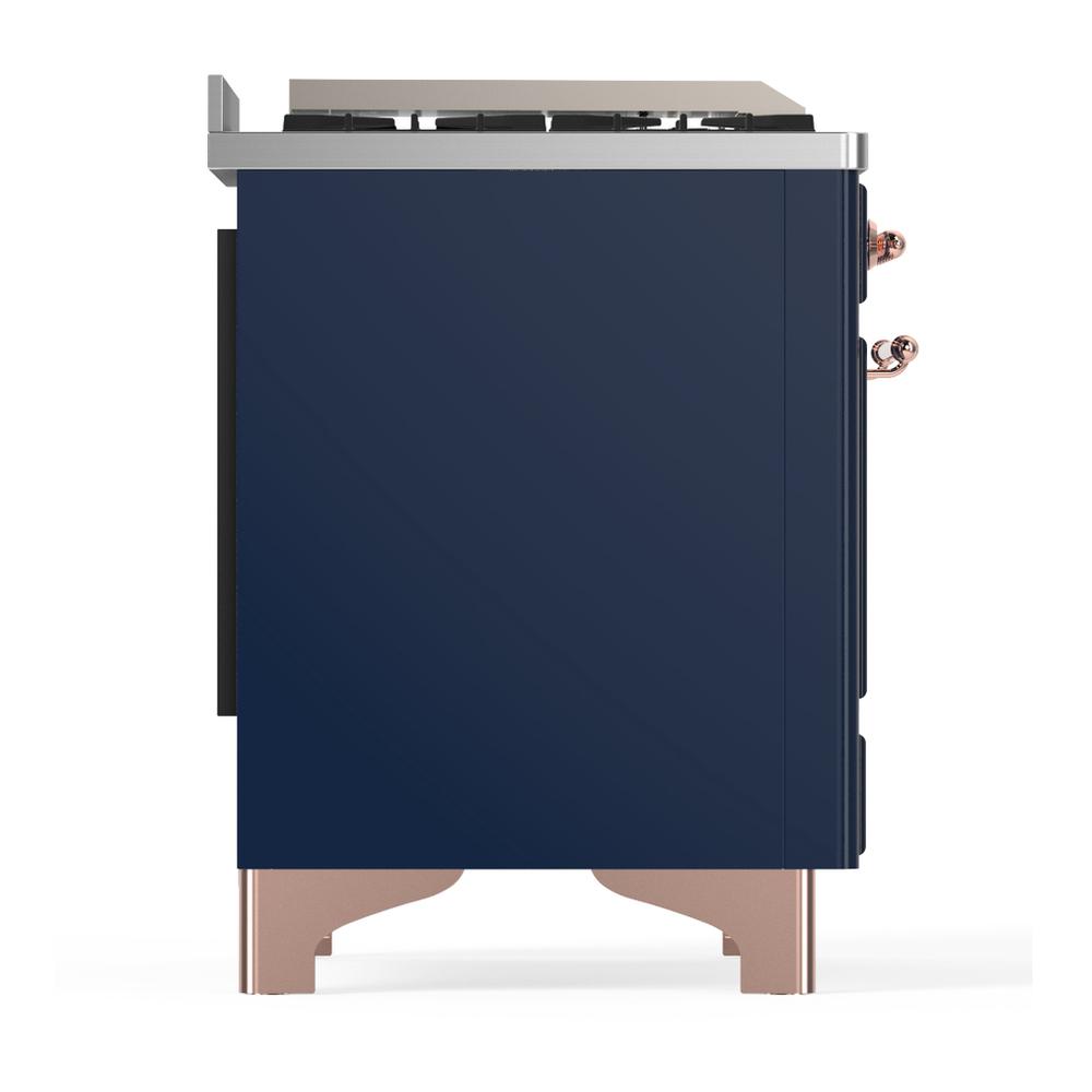Ilve UM60FQNR3MBP Ilve Um60Fqnr3Mbp Majestic Iii 60 Inch Dual Fuel Range With 9 Burners And Griddle, Dual Function Burner Up To 25,000 Btu (Natural Gas, Solid Door, Midnight Blue, Copper)