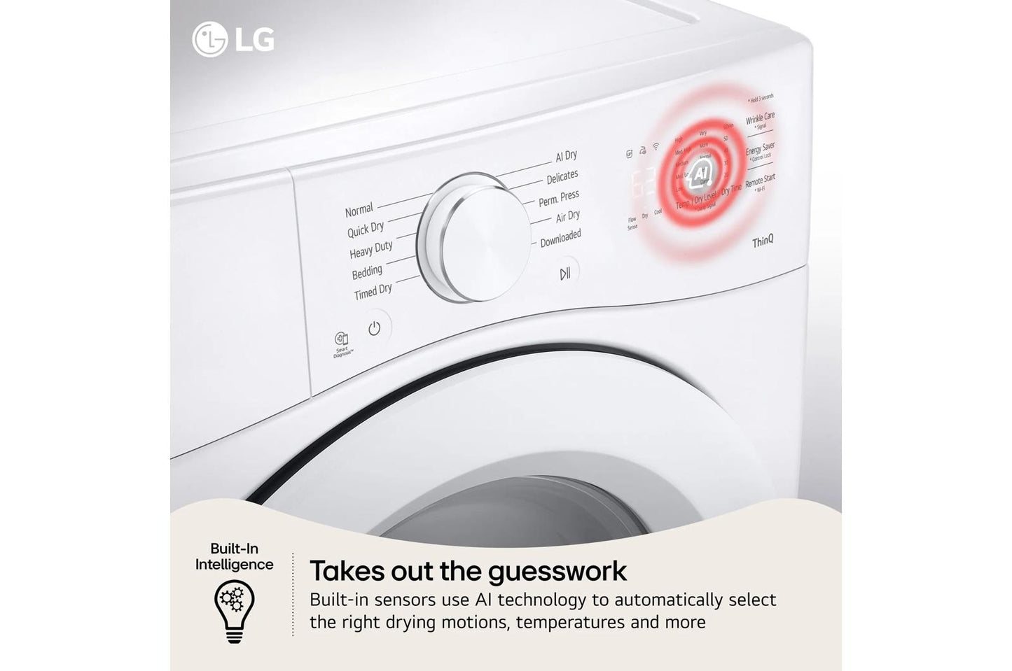 Lg DLG3421W 7.4 Cu. Ft. Ultra Large Capacity Smart Front Load Gas Dryer