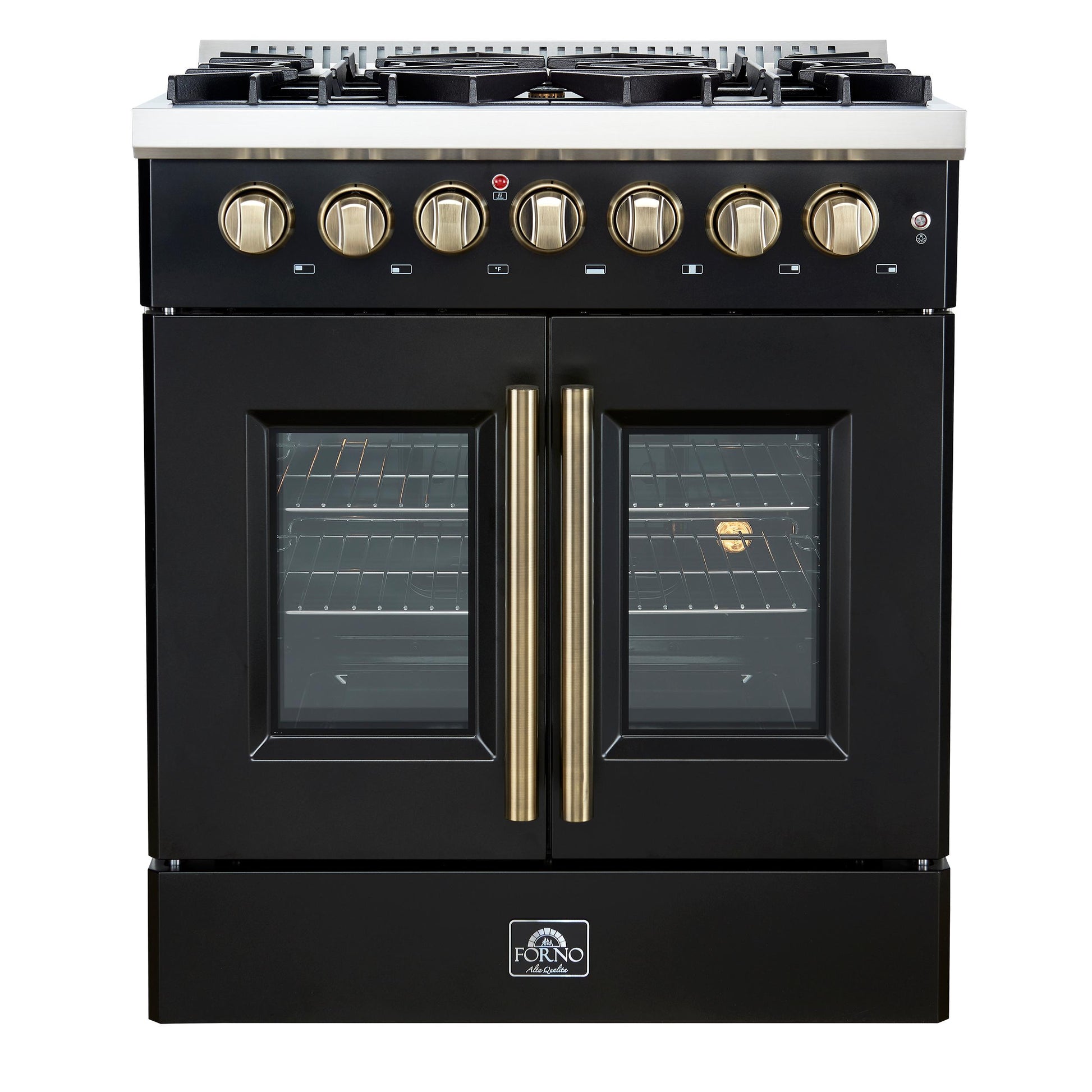 Forno FFSGS635630BLK Forno Galiano 30-Inch Freestanding French Door Dual Fuel Range Black