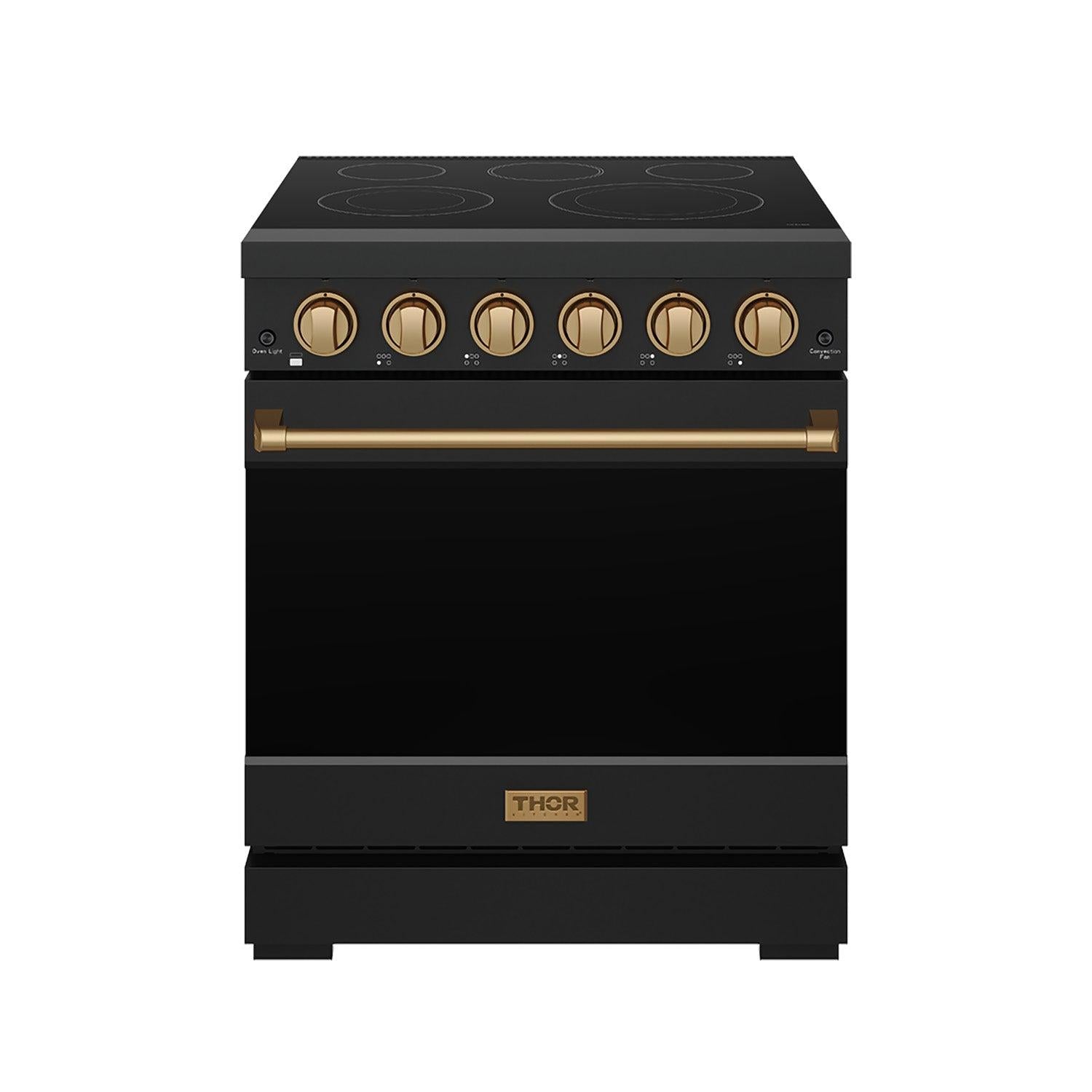 Thor Kitchen RSE30PBBRZ 30 Inch Professional Electric Range With Precision Knob Control In Black And Bronze Gordon Ramsay Series
