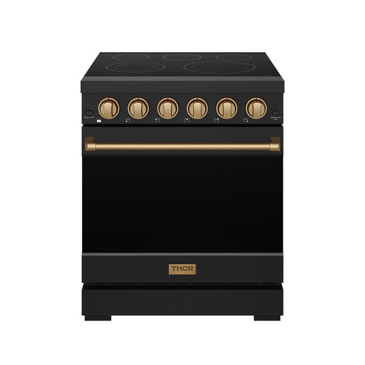 Thor Kitchen RSE30PBBRZ 30 Inch Professional Electric Range With Precision Knob Control In Black And Bronze Gordon Ramsay Series