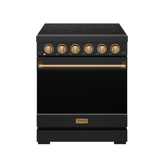 Thor Kitchen RSE30PBBRZ 30 Inch Professional Electric Range With Precision Knob Control In Black And Bronze Gordon Ramsay Series