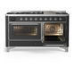 Ilve UM60FNR3MGC Ilve Um60Fnr3Mgc Majestic Iii 60 Inch Dual Fuel Range With 9 Burners And Griddle, Dual Function Burner Up To 25,000 Btu (Natural Gas, Triple Glass Door, Graphite Matte, Chrome)