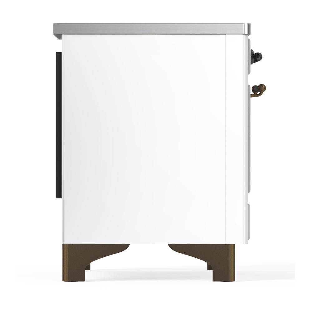 Ilve UMDIB40NR3WHB Ilve Umdib40Nr3Whb Majestic Iii 40 Inch Induction Range With 6 Elements, 3.82 Cu. Ft. Total Oven Capacity (Triple Glass Door, White, Burnished)