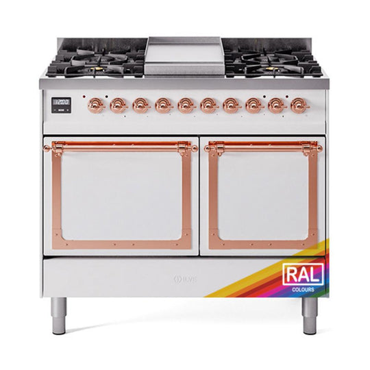 Ilve UND40FQNMPRAP Ilve Und40Fqnmprap Nostalgie Ii Noblesse 40" Dual Fuel Range (Natural Gas, Solid Door, Ral, Copper)