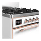 Ilve UM30QNR3WHP Ilve Um30Qnr3Whp Majestic Iii 30 Inch Dual Fuel Range With 5 Black Brass Burners, Dual Function Burner Up To 25,000 Btu (Natural Gas, Solid Door, White, Copper)