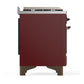 Ilve UM60FSQNR3BUB Ilve Um60Fsqnr3Bub Majestic Iii 60 Inch Dual Fuel Range With 7 Burners, Griddle And French Top, Dual Function Burner With Up To 25,000 Btu (Natural Gas, Solid Door, Burgundy, Burnished)