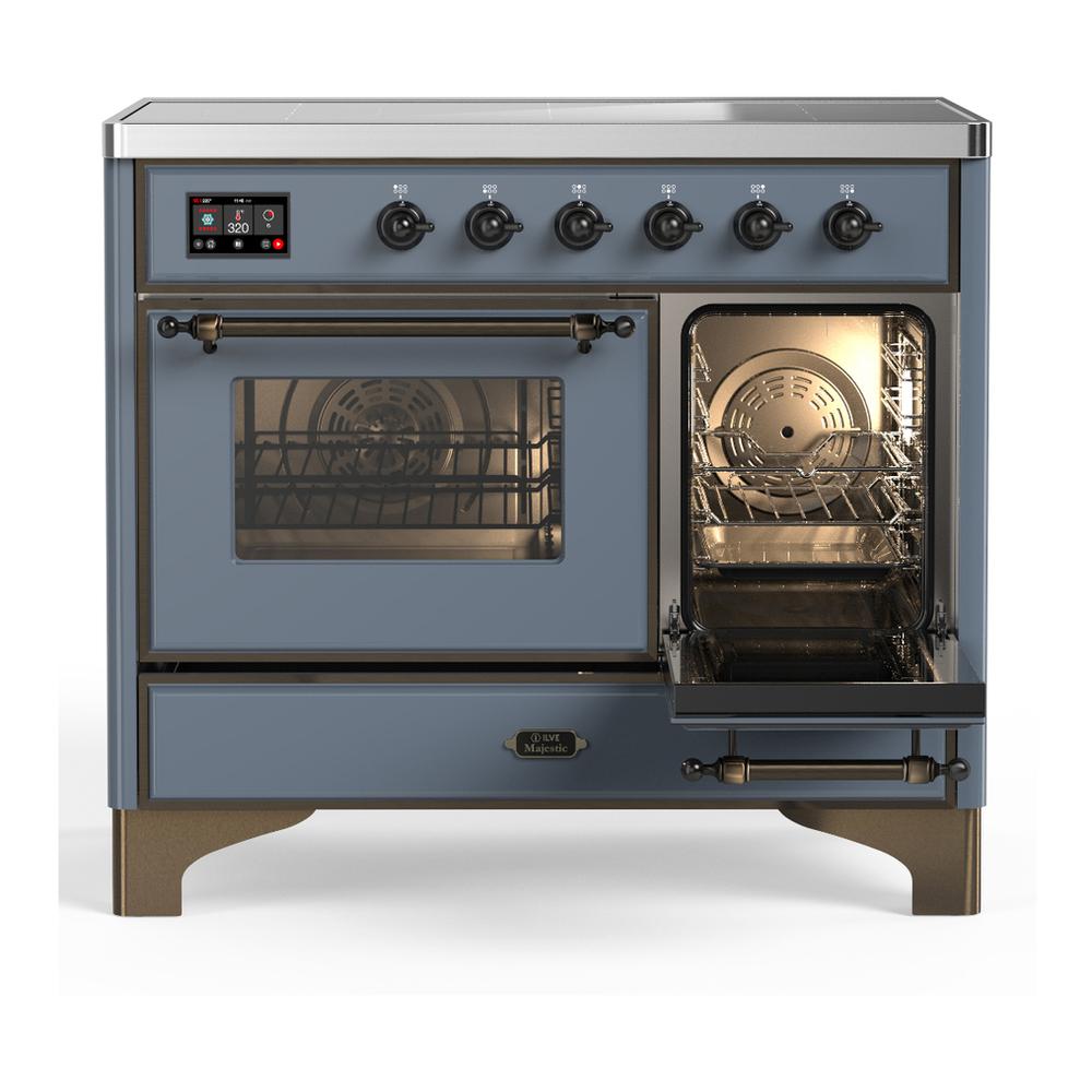Ilve UMDIB40NR3BGB Ilve Umdib40Nr3Bgb Majestic Iii 40 Inch Induction Range With 6 Elements, 3.82 Cu. Ft. Total Oven Capacity (Triple Glass Door, Blue Grey, Burnished)