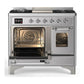 Ilve UMD40FNR3SSC Ilve Umd40Fnr3Ssc Majestic Iii 40 Inch Dual Fuel Range With 6 Burners And Griddle, Dual Function Burner Up To 25,000 Btu (Natural Gas, Triple Glass Door, Stainless Steel, Chrome)