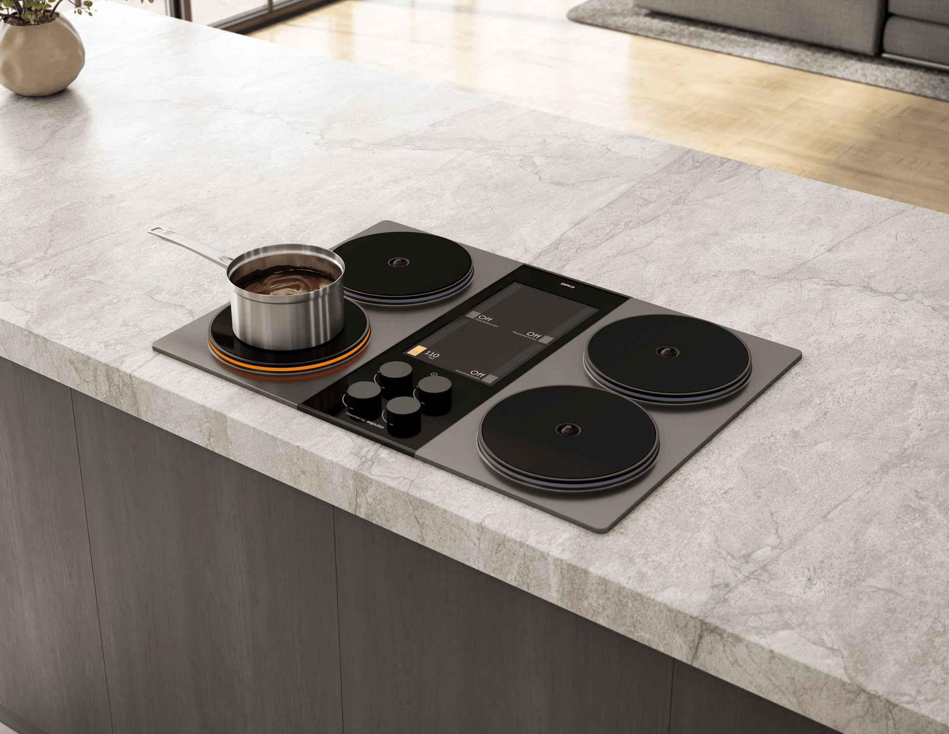 Zephyr ZHCT136AC Hypercore Induction Cooktop, 36In, Charcoal, Requires Battery