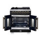 Forno FFSGS638730BLK Forno Capriasca 30-Inch Freestanding French Door Dual Fuel Range In Black With Antique Brass Accessories, 5 Burners, True Convection Oven