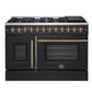 Forno FFSGS635648BLK Forno Galiano 48-Inch French Door Dual Fuel Range, Black & Antique Brass Design, 8 Sealed Burners - 107,000 Btu, Griddle, 6.58 Cu.Ft. Double Ovens