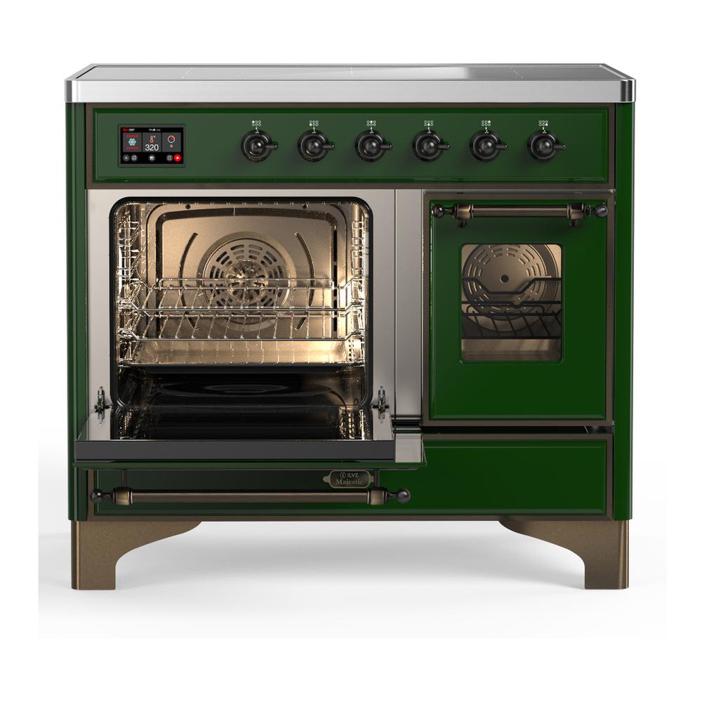 Ilve UMDIB40NR3EGB Ilve Umdib40Nr3Egb Majestic Iii 40 Inch Induction Range With 6 Elements, 3.82 Cu. Ft. Total Oven Capacity (Triple Glass Door, Emerald Green, Burnished)