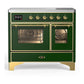 Ilve UMDIB40NR3EGG Ilve Umdib40Nr3Egg Majestic Iii 40 Inch Induction Range With 6 Elements, 3.82 Cu. Ft. Total Oven Capacity (Triple Glass Door, Emerald Green, Brass)
