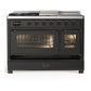 Ilve UM48FSNR3MGB Ilve Um48Fsnr3Mgb Majestic Iii 48 Inch Dual Fuel Range With 5 Black Brass Burners, Griddle And French Top, Dual Function Burner Up To 25,000 Btu (Natural Gas, Triple Glass Door, Graphite Matte, Burnished)
