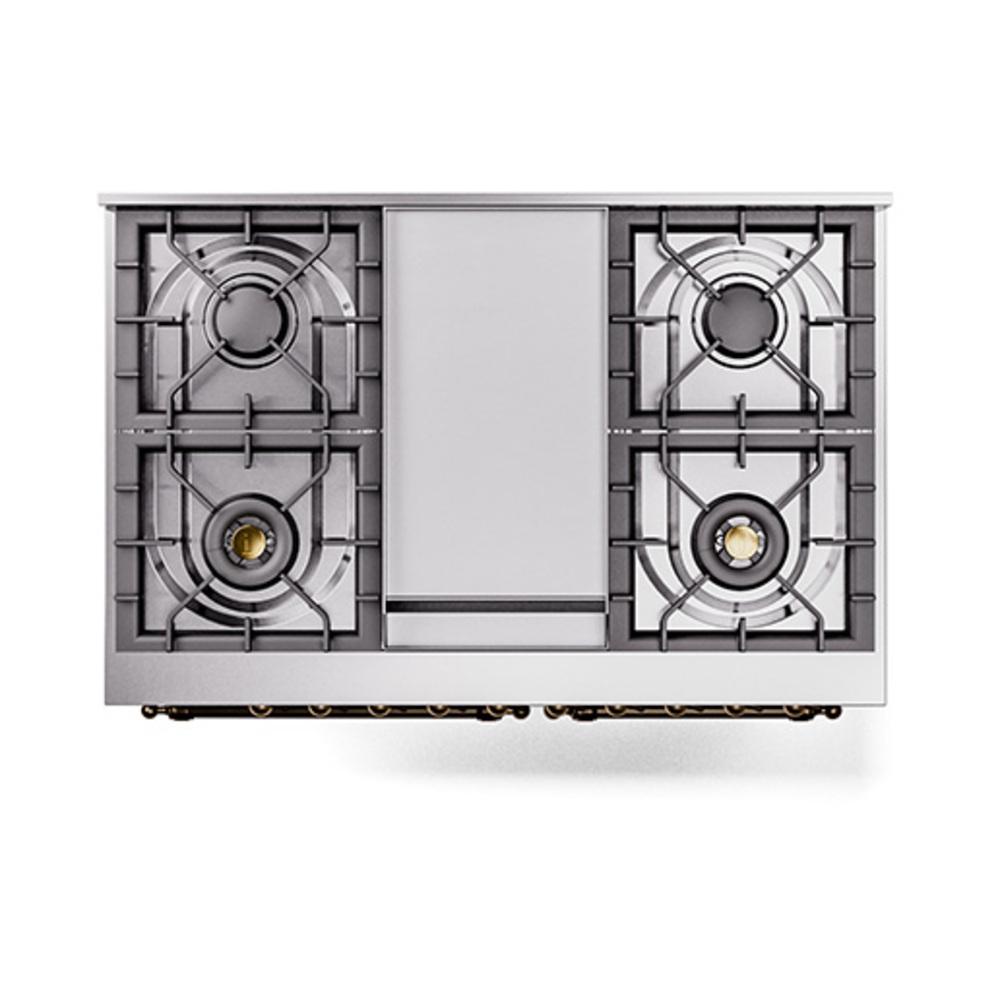Ilve UND40FQNMPSSB Ilve Und40Fqnmpssb Nostalgie Ii Noblesse 40" Dual Fuel Range (Natural Gas, Solid Door, Stainless Steel, Burnished)